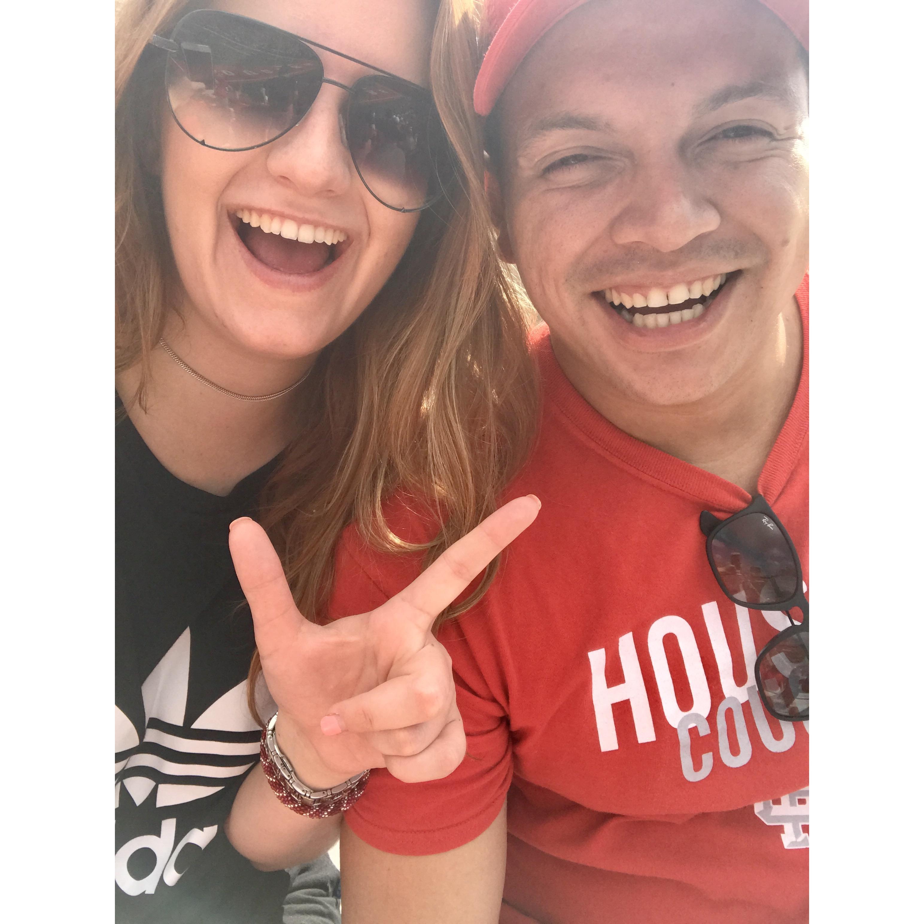 Cheering on our alma maters, guess who won ;)