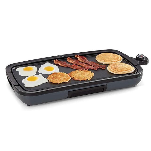 Dash Everyday Nonstick Deluxe Electric Griddle with Removable Cooking Plate for Pancakes, Burgers, Quesadillas, Eggs and Other Snacks, Includes Drip Tray + Recipe Book, 20” x 10.5”, 1500-Watt, Grey