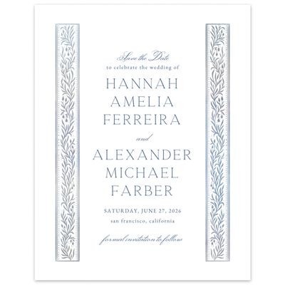 White Winter Wedding Digital Save the Date - Viridian Portrait
