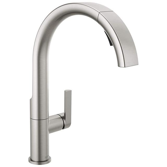 DELTA Keele Kitchen Faucet with Pull Down Sprayer, Kitchen Sink Faucet, Faucets for Kitchen Sinks, Single-Handle, Magnetic Docking Spray Head, SpotShield Stainless 19824LF-SP