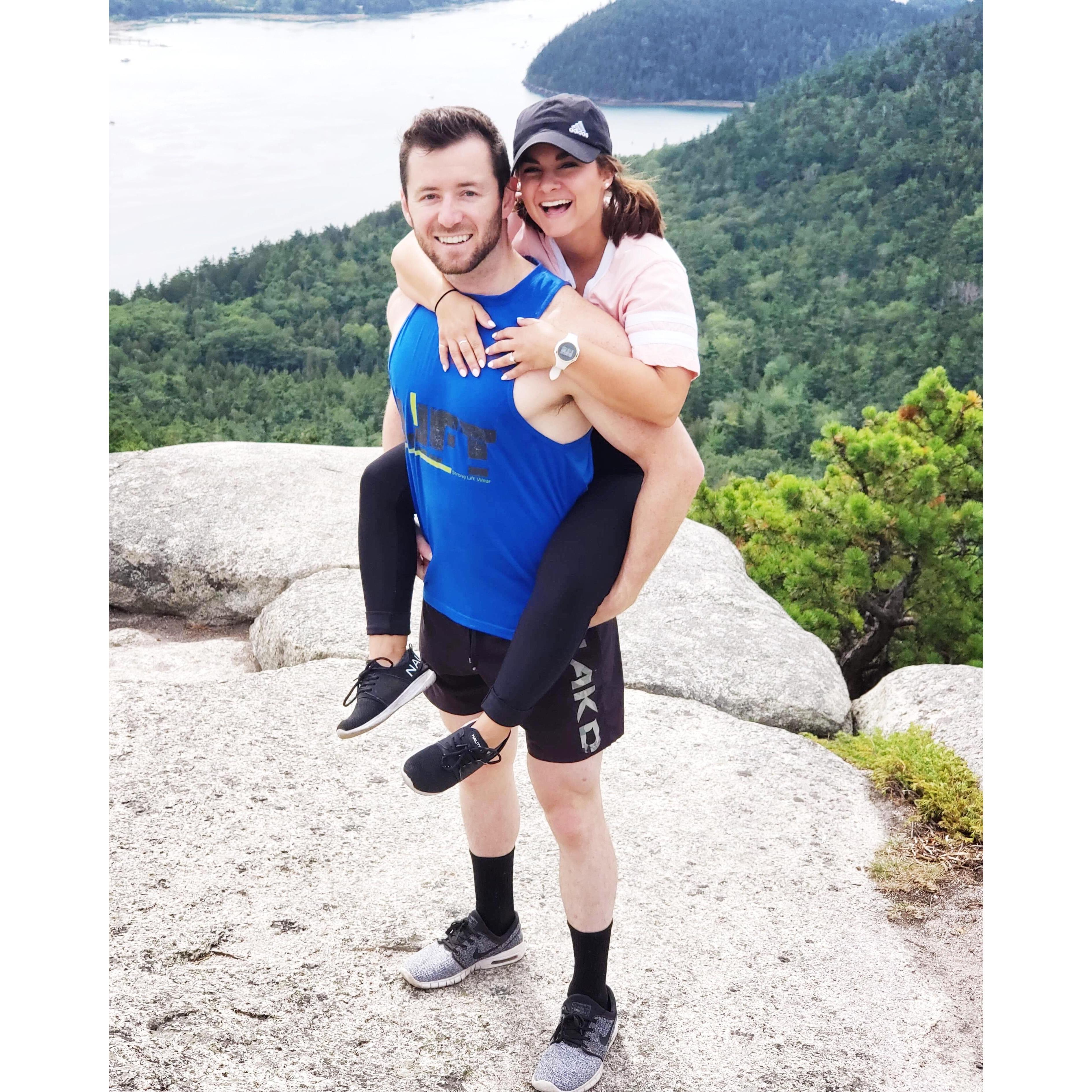 Hiking in Acadia National Park, one of their favorite places!