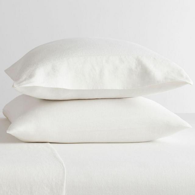 Classic Ivory Belgian Flax Linen Pillowcases Set of 2, King