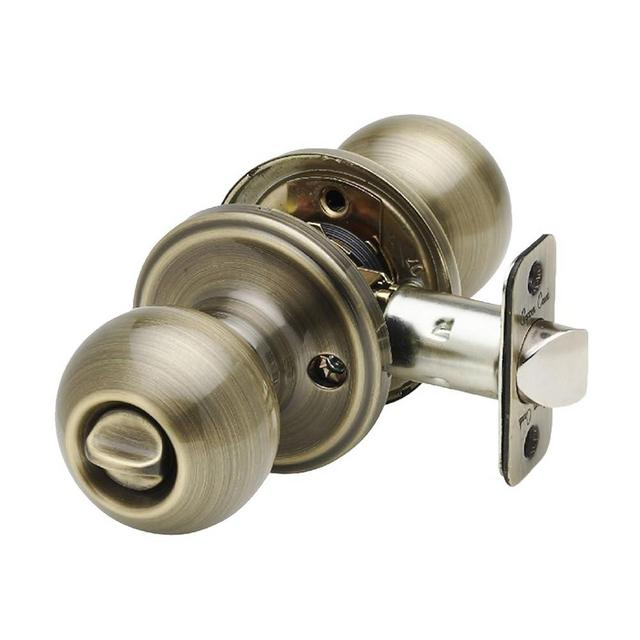 Copper Creek BK2030AB Ball Door Knob, Privacy Function, 1 Pack, in Antique Brass