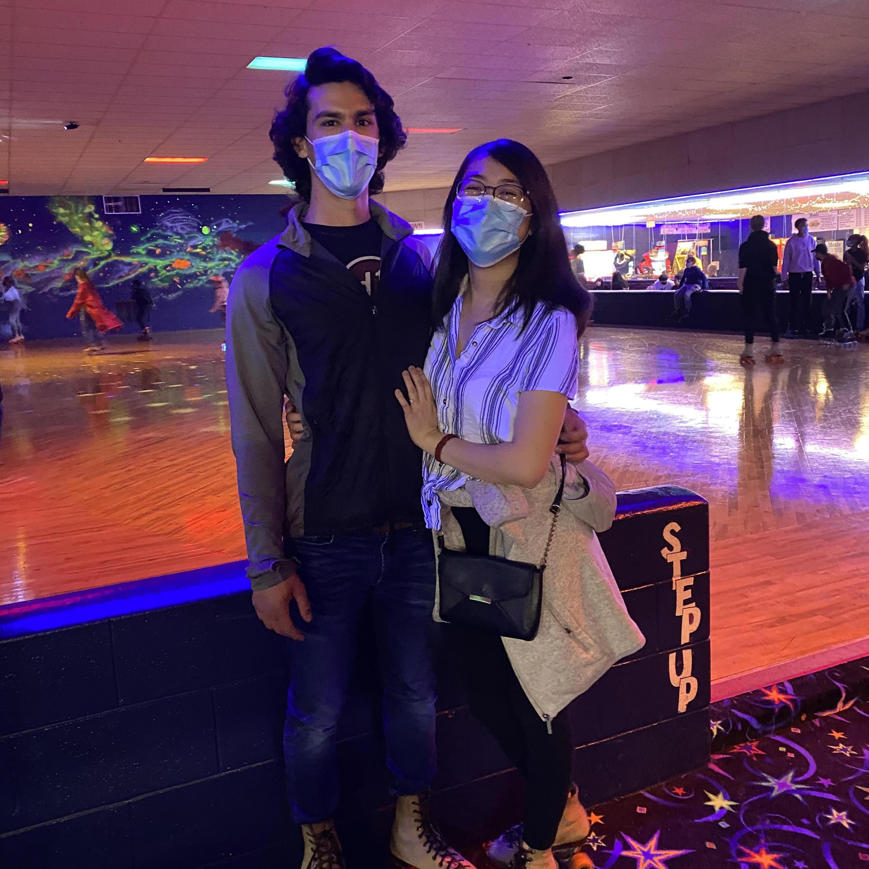 First time roller skating. It was tough for Crystal, but Graham caught on - no problem.