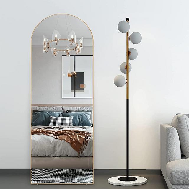 RACHMADES Full Length Mirror 65"x22", Arched Mirror, Floor Mirror with Stand, Wall Mirror Standing Hanging or Leaning Against Wall for Bedroom, Sleek Arched-Top Mirror, Modern Full Length Mirror
