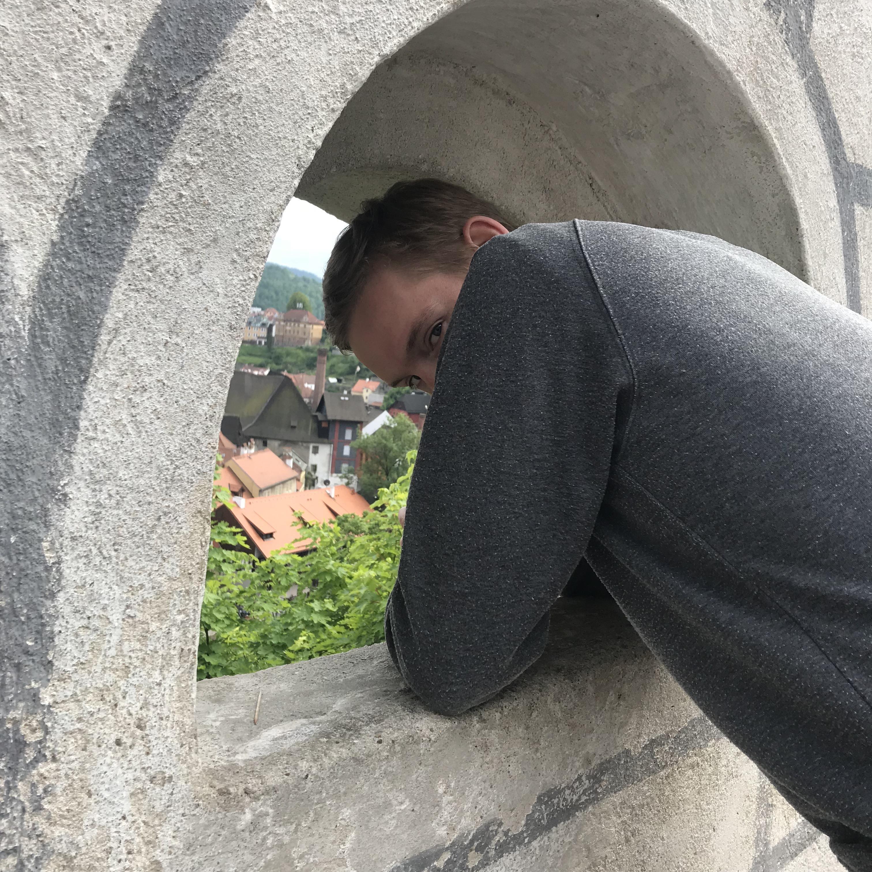 Stephan keepin' it silly in Cesky Krumlov, Czech Republic, May 2018
