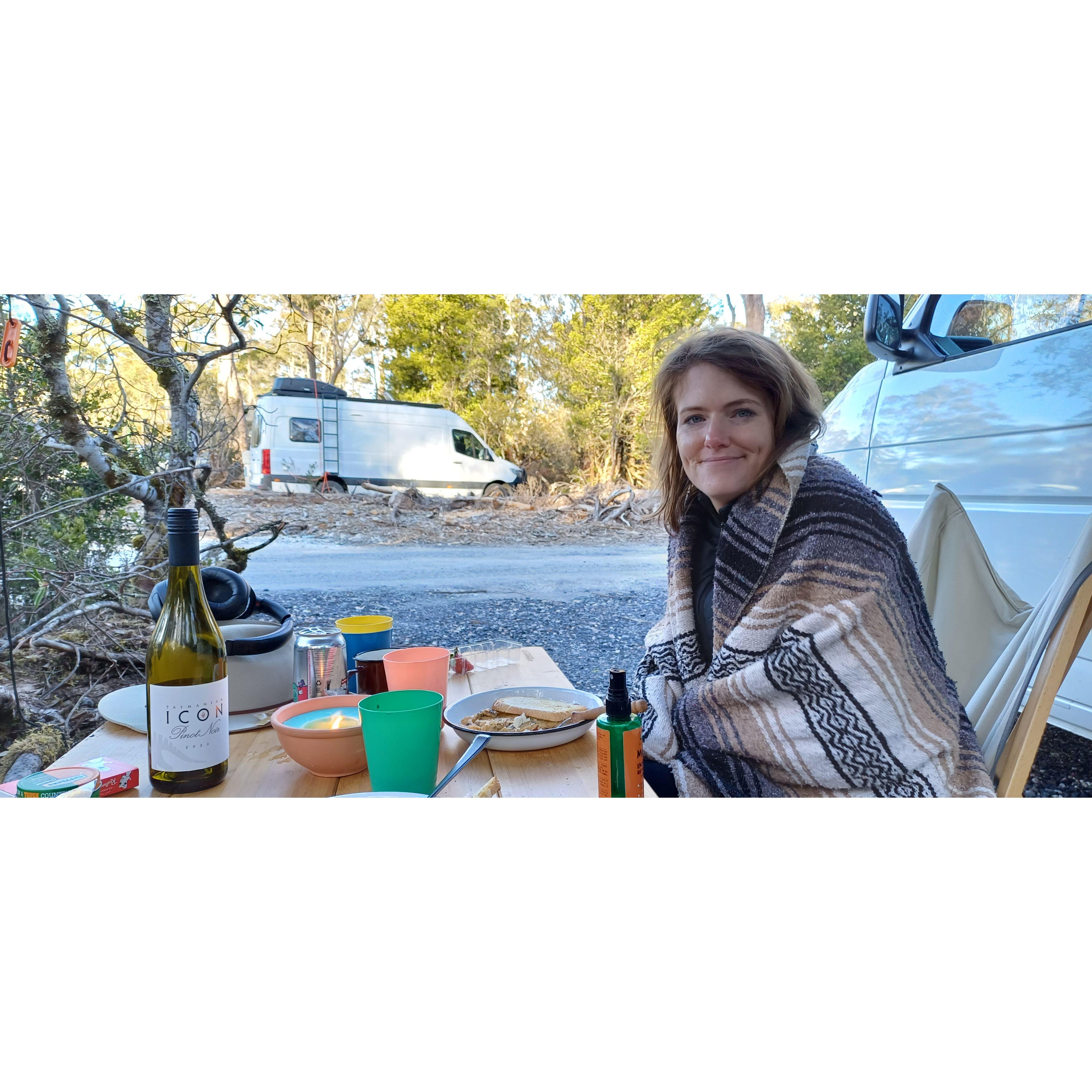 Campervan life in chilly Tasmania near Cradle Mountain
