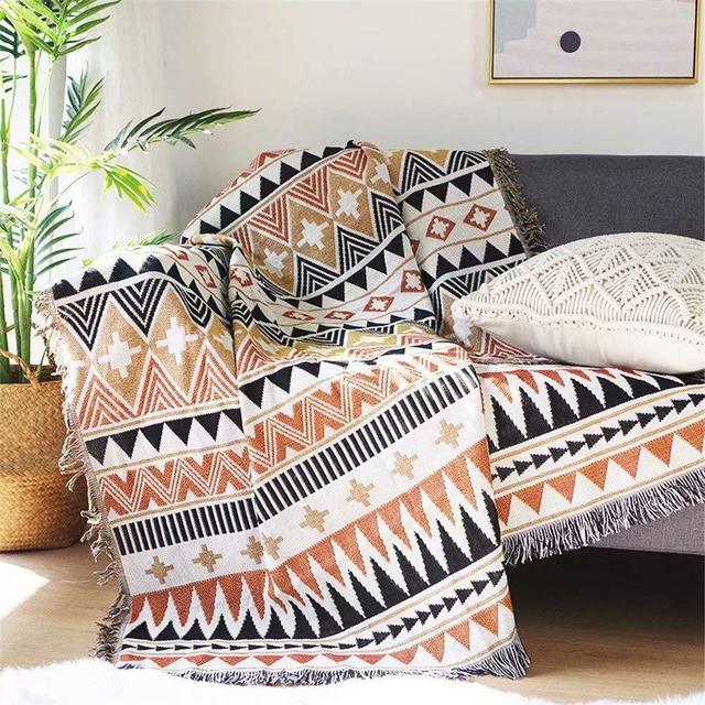 Homesy Southwest Throw Blanket for Couch Bed,Soft Aztec Knitted Woven Southwestern Navajo Throws Tapestry Cover for Living Room Chair Sofa Decorative 51"x63"