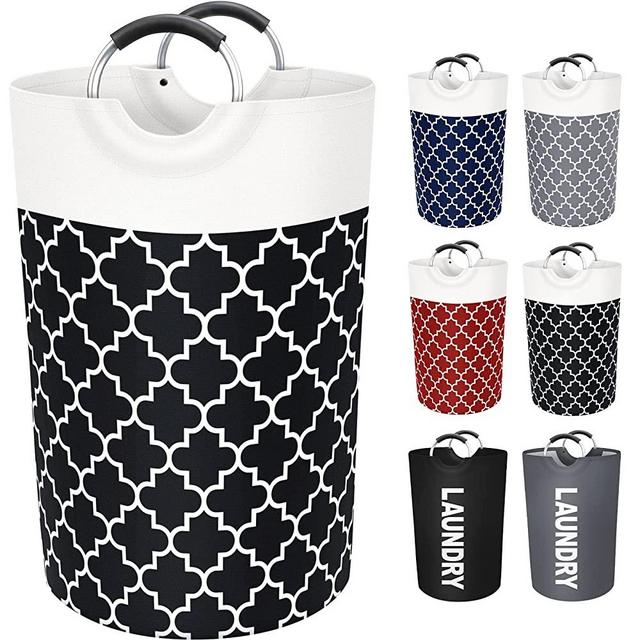Fabspace Large Laundry Basket Laundry Hamper Bag Washing Bin Clothes Bag Collapsible Tall with Handles Waterproof Travel Bathroom College Essentials Storage for College Dorm, Family (Black)