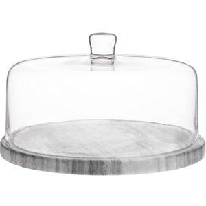 Galashield Marble Cake Stand with Dome | Cake Plate with Glass Dome Cake Cover