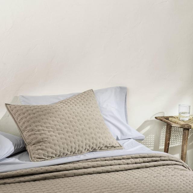 Standard Cashmere Blend Quilted Pillow Sham Dark Sand - Casaluna™