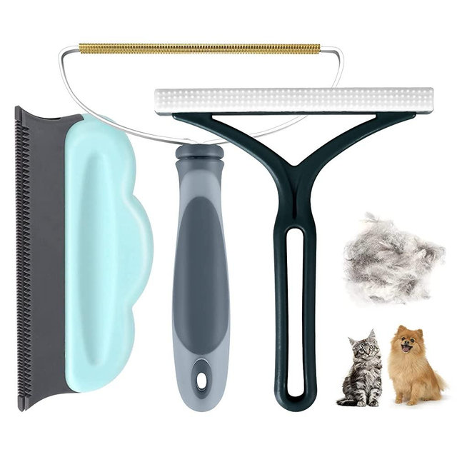 Dog Hair Remover for Couch, 3PK Portable Dog Cat Hair Remover, Reusable Pet Hair Remover Carpet Scraper and Brush for Rug, Carpet, Blanket, Clothes, Car Mat, Pet Tower