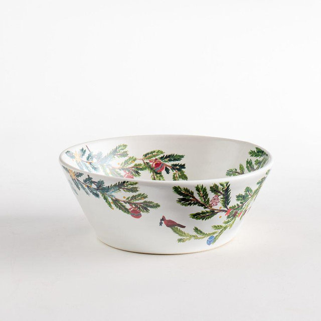 Christmas in the Country Stoneware Cereal Bowls, Set of 4 - Green/Red