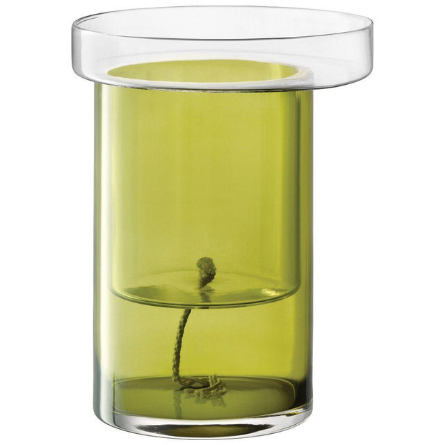 Balcony Self Watering Planter, 10.5"D x 13.5"H, Glass, Clear/Olive Green