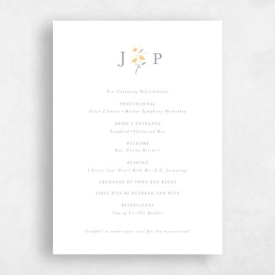 Honey, Yellow Wedding Program - Regal