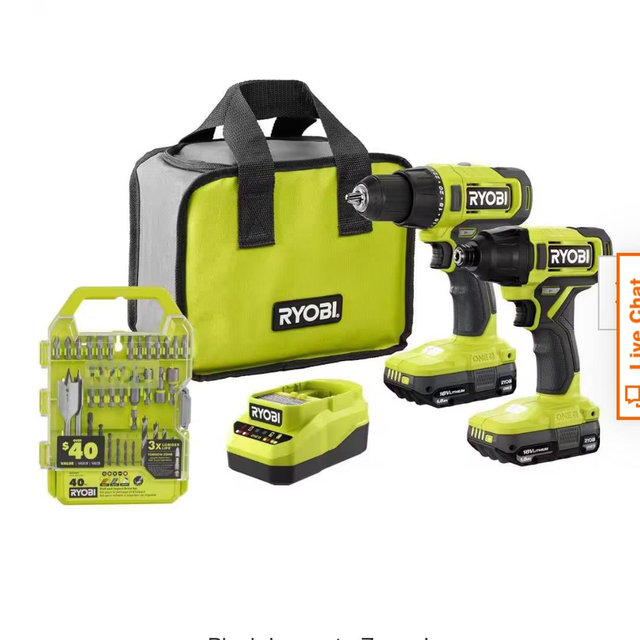 ONE+ 18V Cordless 2-Tool Combo Kit with Drill/Driver, Impact Driver, (2) Batteries, Charger, Drill & Drive Kit (40Piece)