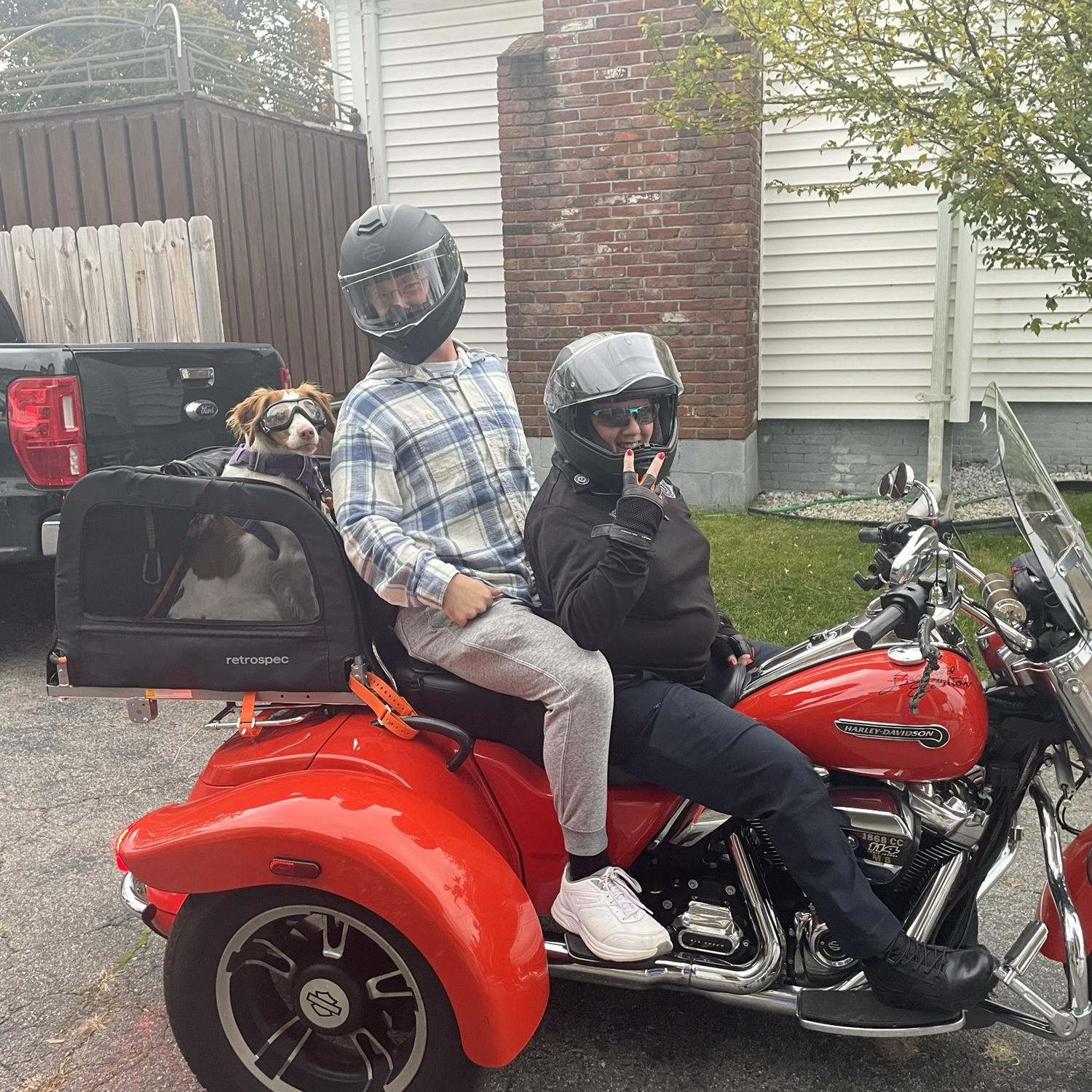Jameson’s first ride on the Harley with Tracy and Skylar!