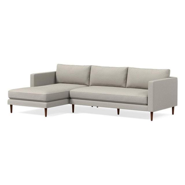 Vail Boxed Arm 2-Piece Chaise Sectional Set 1: LA Chaise, RA Sofa, Poly, Twill, Stone, Walnut