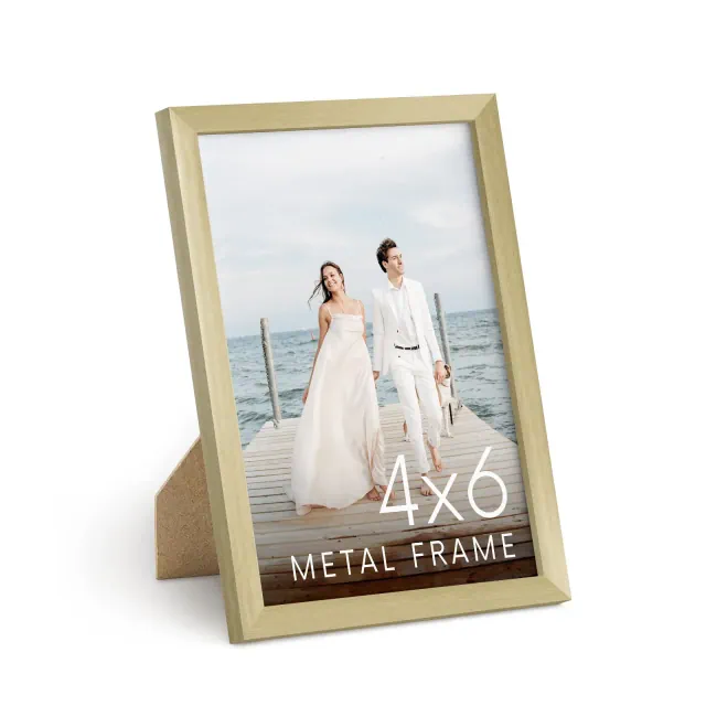 Haus and Hues Metal Picture Frame with Plexiglass Cover, Gold, 4x6