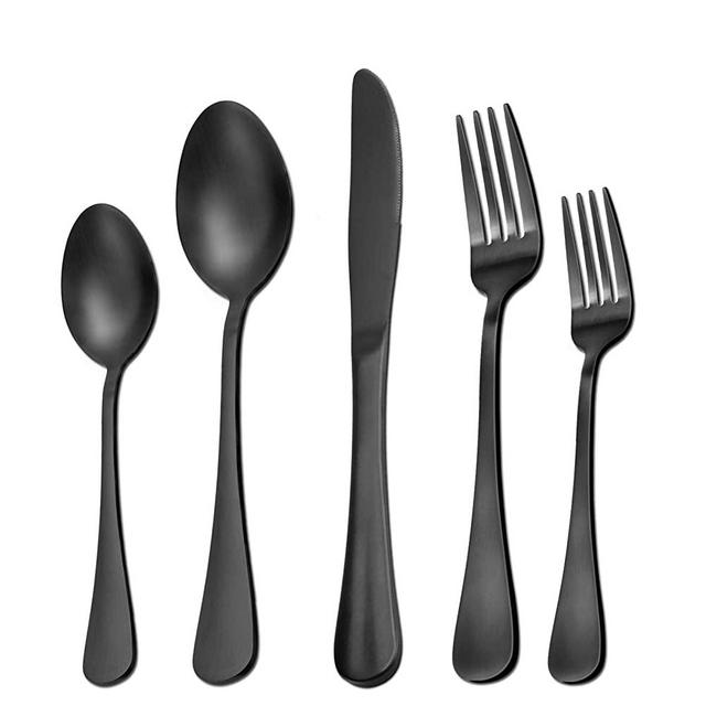 40 Pieces Matte Black Silverware Set Serve for 8, Stainless Steel Flatware Set Utensils Cutlery Tableware Set Including Steak Knife Fork and Spoon, Gift Package for Wedding Housewarming