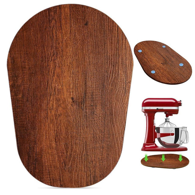 Wooden Mixer Slider for KitchenAid 5-8 Qt Bowl-Lift Stand Mixer, Appliance Sliding Mat Pad, Kitchen Countertop Storage Accessories Mixer Moving Tray Board Attachments, Kitchen Aid Mixers Accessories