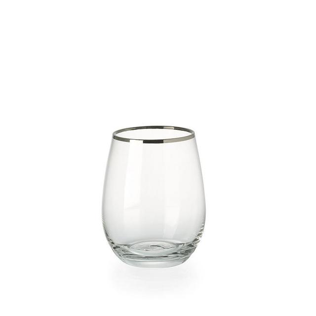 Metallic Rimmed Stemless Wine Glass, Set of 4