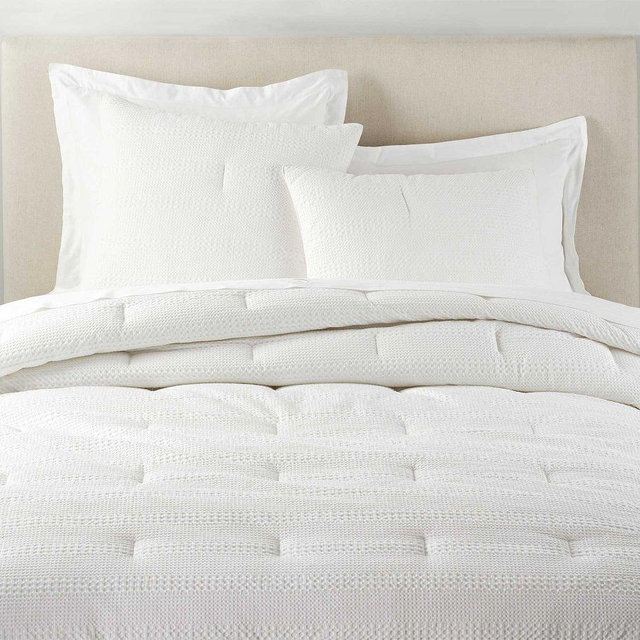 Honeycomb Cotton Comforter, White, Twin/Twin XL
