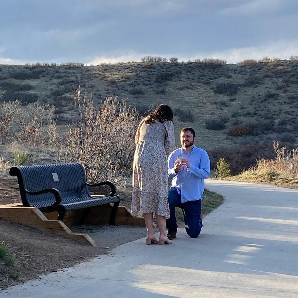 Brandon proposed at the bench where the two shared their first kiss!