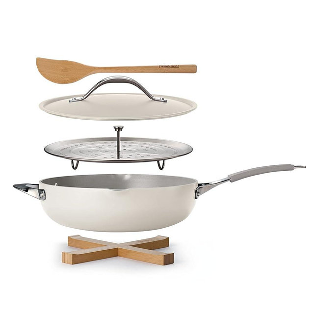 Tramontina All in One Plus Pan, 5 Qt Ceramic Non Stick (Parchment White), 80110/083DS