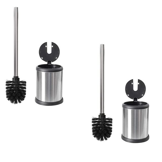 ToiletTree Products Toilet Brush with Lid (Stainless Steel 2 Pack)