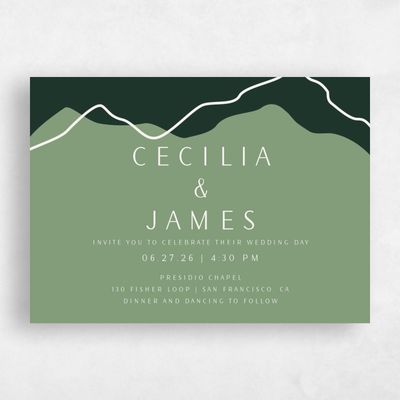 Multi-Colored Wedding Invitation - Cedarcrest Landscape