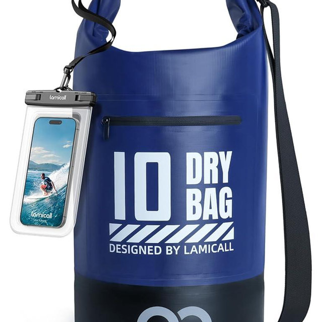 Lamicall Dry Bag Waterproof Backpack - [Zippered Pocket] 5L/10L/20L/30L/40L Roll Top Waterproof Bag with Water Proof Phone Pouch, Floatable Drybag for Swimming, Boating, Kayaking, Camping, Beach