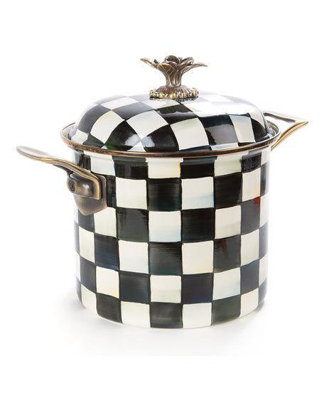 MacKenzie-Childs Courtly Check Enamel 7-Quart Stock Pot