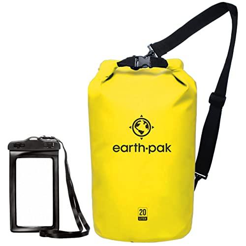 Earth Pak -Waterproof Dry Bag - Roll Top Dry Compression Sack Keeps Gear Dry for Kayaking, Beach, Rafting, Boating, Hiking, Camping and Fishing with Waterproof Phone Case