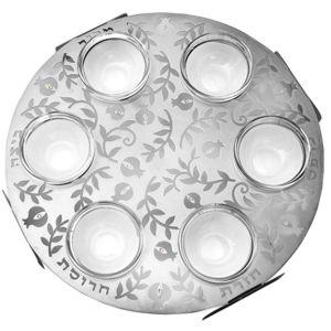Seder Plate with Pomegranate Design & Swarovski Stones by Dorit Judaica
