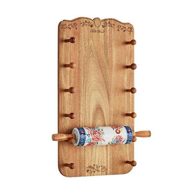 Keepsake Floral 26 in Ceramic French Rolling Pin And Holding Board