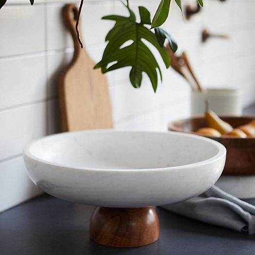 Marble + Wood Footed Serving Bowl, Extra Large