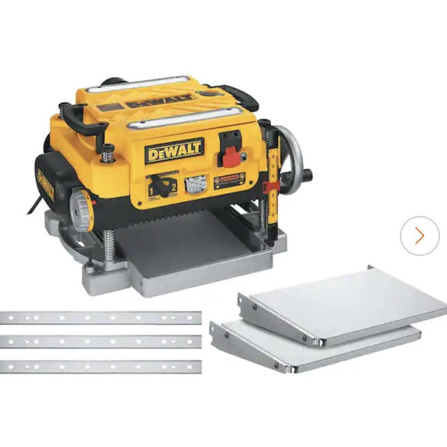 DEWALT 15 Amp Corded 13 in. Heavy-Duty 2-Speed Bench Planer with (3) Knives, In Feed Table and Out Feed Table DW735X