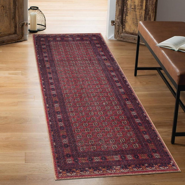 Keen Home Design Machine Washable Area Rugs with Non-Slip Backing, Ideal for Hallway, Living Room, Bedroom, Kitchen and Laundry Room, Vintage Moroccan and Low Pile Rug - (2'6'' x 10')