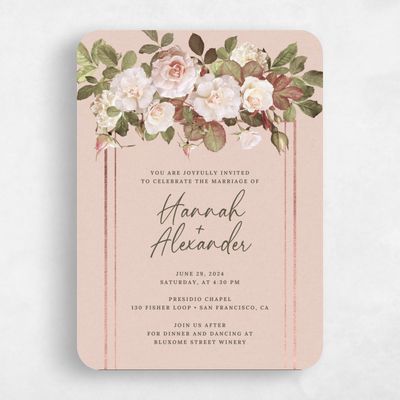 Pink Rounded Wedding Invitation - Quintana Frame