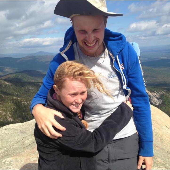 Katie was only a little scared to be on top of the mountain.