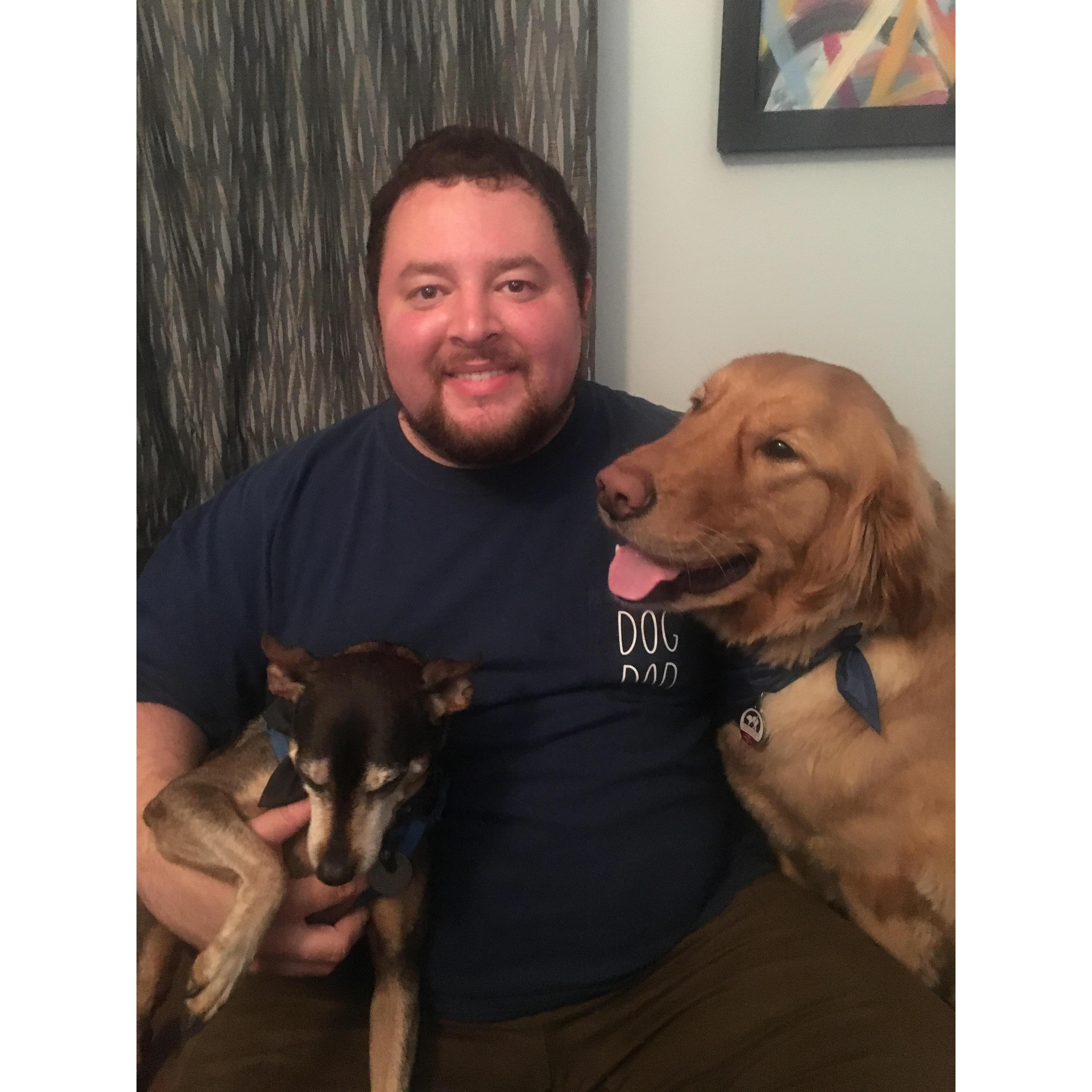 Jacob being the best Dog Dad to Simba and Barley