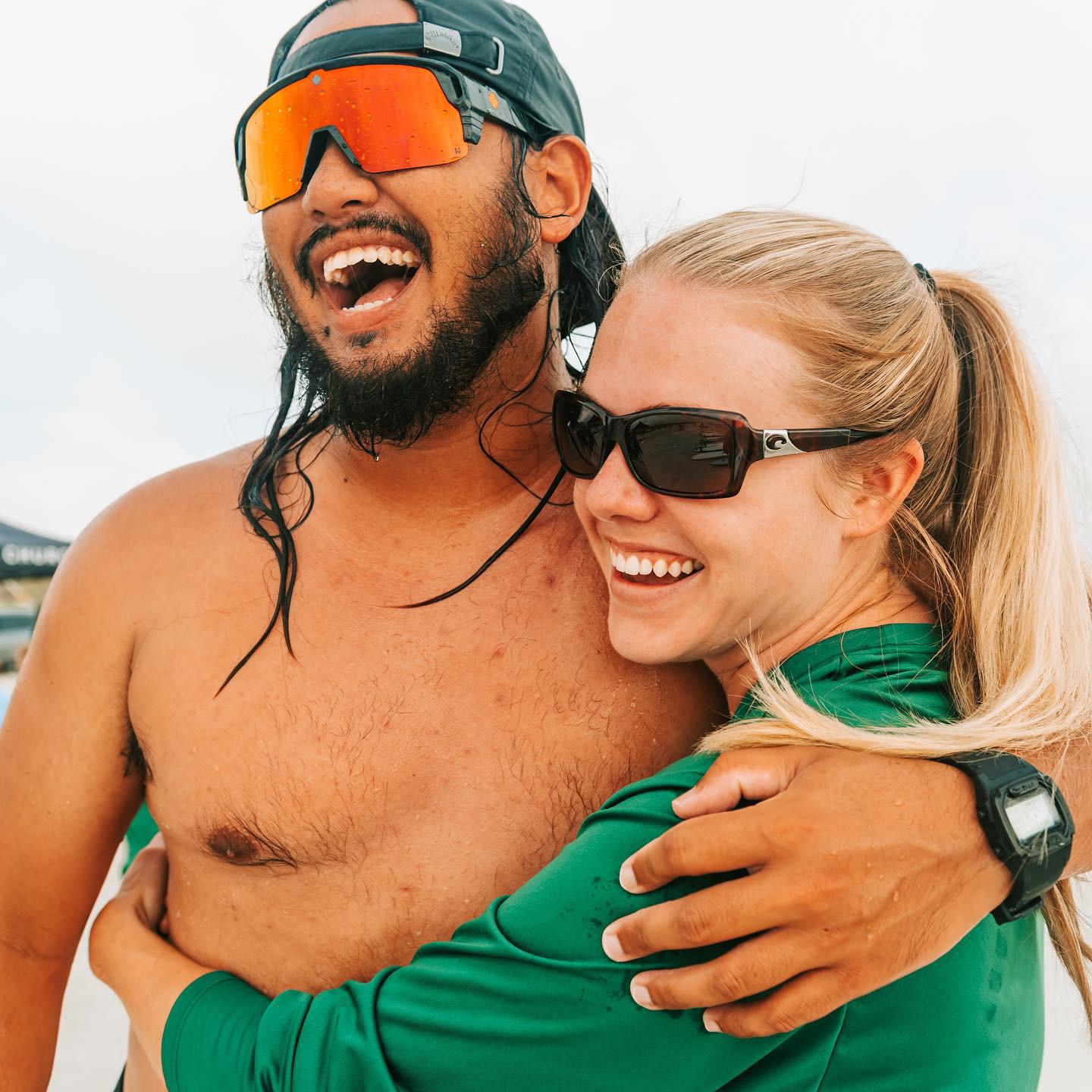Official first photo together as a couple at surf camp!
