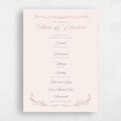 Grayed Mauve, Pink Wedding Program - Leonid