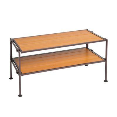 Seville Classics 2-Tier Iron Stackable Shoe Storage Rack in Espresso