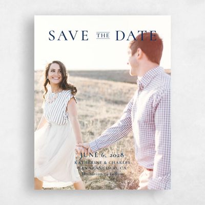 Blue Typography Wedding Save the Date - Potter Type