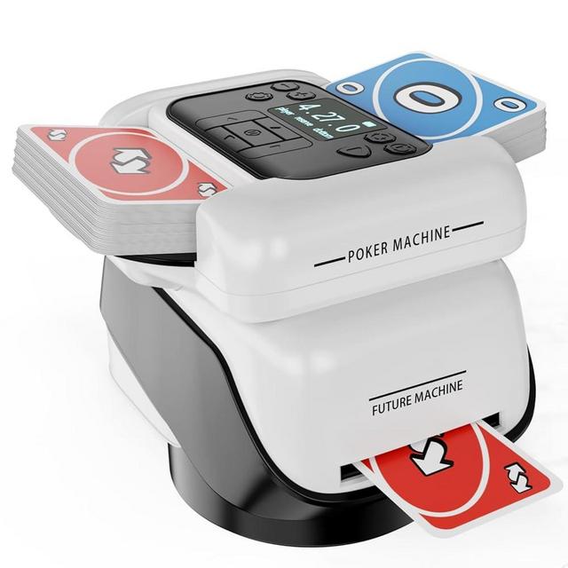 Vlkslasy 2-in-1 Automatic Card Shuffler & Dealer for 1-2 Decks Support 8 Players, 4 Drawing Remotes, Rechargeable Card Dealer Machine, Preset Games for Poker, UNO, Blackjack, Texas, Crazy Eights