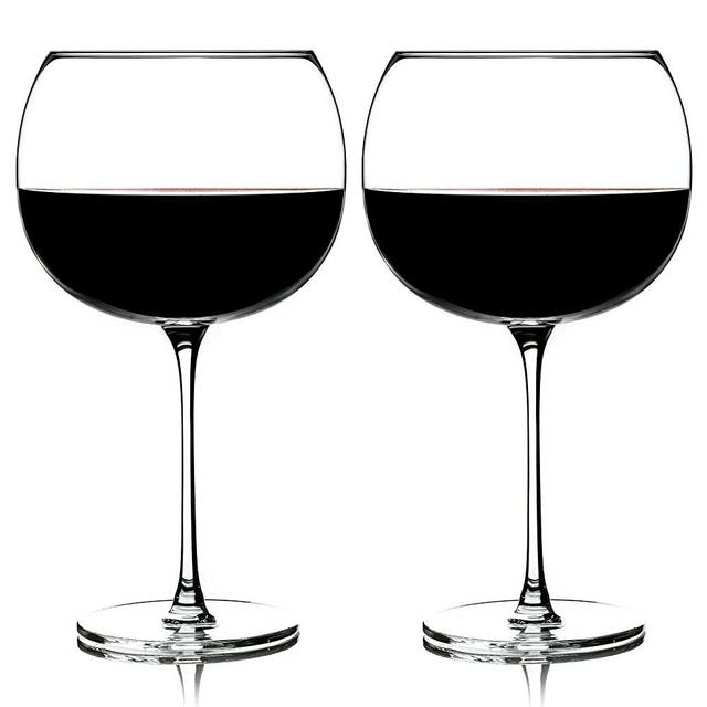 Greenline Goods Crystal Wine Balloon Glasses - 23.7 oz Large Modern Kitchen Cocktail Glassware Set - Unique Stemmed Tall Drinkware - Set of 2