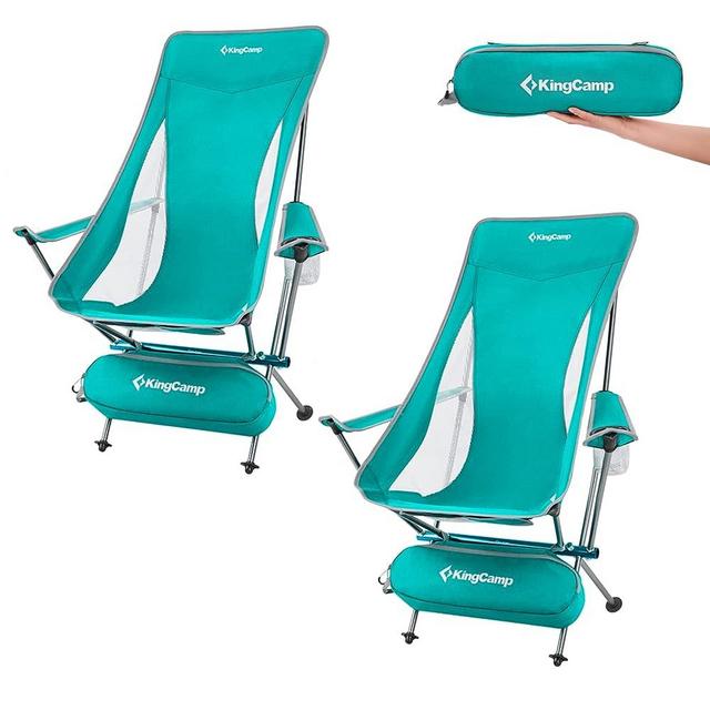 KingCamp Ultralight High Back Folding Camping Chairs Adults with Armrest, Upgrade All-Aluminum Alloy Bracket, 2 Pack Lightweight Camping Chair Camp Compact Portable Outdoors with Carry Bag