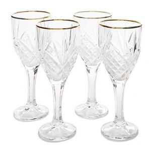 Godinger Dublin 4-Piece Gold-Rimmed Handcrafted Crystal Goblet Set